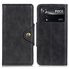 Coque Portefeuille Livre Cuir Etui Clapet N06P pour Xiaomi Poco X4 Pro 5G Noir