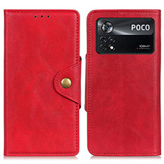 Coque Portefeuille Livre Cuir Etui Clapet N06P pour Xiaomi Poco X4 Pro 5G Rouge