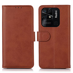 Coque Portefeuille Livre Cuir Etui Clapet N06P pour Xiaomi Redmi 10 India Marron