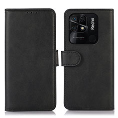 Coque Portefeuille Livre Cuir Etui Clapet N06P pour Xiaomi Redmi 10 India Noir