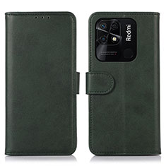 Coque Portefeuille Livre Cuir Etui Clapet N06P pour Xiaomi Redmi 10 India Vert