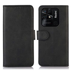 Coque Portefeuille Livre Cuir Etui Clapet N06P pour Xiaomi Redmi 10C 4G Noir