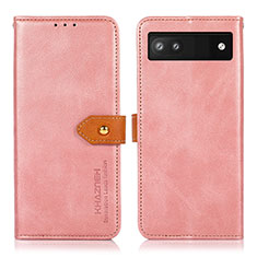 Coque Portefeuille Livre Cuir Etui Clapet N07P pour Google Pixel 7a 5G Rose