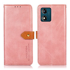 Coque Portefeuille Livre Cuir Etui Clapet N07P pour Motorola Moto E13 Rose