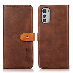 Coque Portefeuille Livre Cuir Etui Clapet N07P pour Motorola Moto E32 Marron