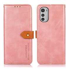 Coque Portefeuille Livre Cuir Etui Clapet N07P pour Motorola Moto E32 Rose