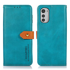 Coque Portefeuille Livre Cuir Etui Clapet N07P pour Motorola Moto E32s Cyan