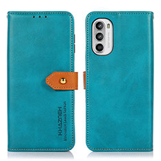 Coque Portefeuille Livre Cuir Etui Clapet N07P pour Motorola Moto Edge (2022) 5G Cyan