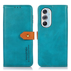 Coque Portefeuille Livre Cuir Etui Clapet N07P pour Motorola Moto Edge Plus (2022) 5G Cyan