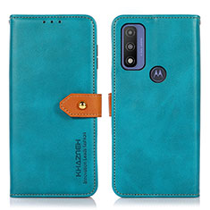 Coque Portefeuille Livre Cuir Etui Clapet N07P pour Motorola Moto G Pure Cyan