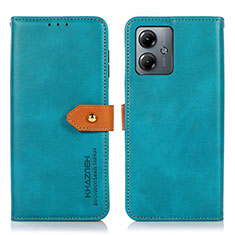 Coque Portefeuille Livre Cuir Etui Clapet N07P pour Motorola Moto G14 Cyan