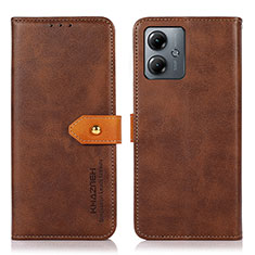 Coque Portefeuille Livre Cuir Etui Clapet N07P pour Motorola Moto G14 Marron