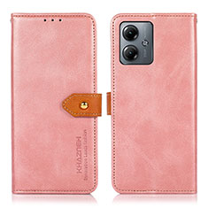 Coque Portefeuille Livre Cuir Etui Clapet N07P pour Motorola Moto G14 Rose