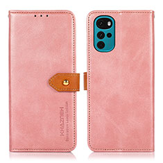 Coque Portefeuille Livre Cuir Etui Clapet N07P pour Motorola Moto G22 Rose