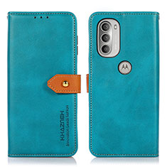 Coque Portefeuille Livre Cuir Etui Clapet N07P pour Motorola Moto G51 5G Cyan