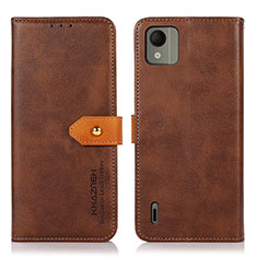 Coque Portefeuille Livre Cuir Etui Clapet N07P pour Nokia C110 Marron