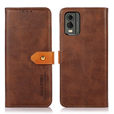 Coque Portefeuille Livre Cuir Etui Clapet N07P pour Nokia C210 Marron