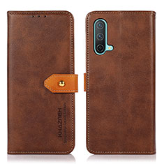 Coque Portefeuille Livre Cuir Etui Clapet N07P pour OnePlus Nord CE 5G Marron