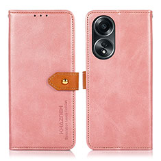 Coque Portefeuille Livre Cuir Etui Clapet N07P pour Oppo A18 Rose