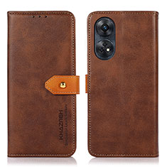 Coque Portefeuille Livre Cuir Etui Clapet N07P pour Oppo Reno8 T 4G Marron