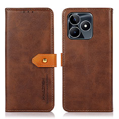 Coque Portefeuille Livre Cuir Etui Clapet N07P pour Realme C53 Marron