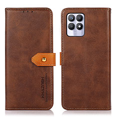 Coque Portefeuille Livre Cuir Etui Clapet N07P pour Realme Narzo 50 4G Marron