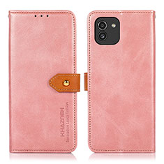 Coque Portefeuille Livre Cuir Etui Clapet N07P pour Samsung Galaxy A03 Rose