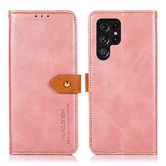 Coque Portefeuille Livre Cuir Etui Clapet N07P pour Samsung Galaxy S22 Ultra 5G Rose