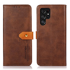 Coque Portefeuille Livre Cuir Etui Clapet N07P pour Samsung Galaxy S24 Ultra 5G Marron