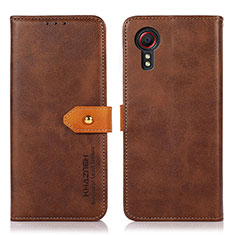 Coque Portefeuille Livre Cuir Etui Clapet N07P pour Samsung Galaxy XCover 5 SM-G525F Marron