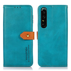 Coque Portefeuille Livre Cuir Etui Clapet N07P pour Sony Xperia 1 III Cyan