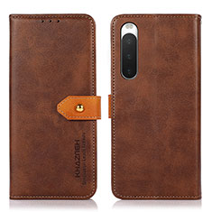 Coque Portefeuille Livre Cuir Etui Clapet N07P pour Sony Xperia 10 IV Marron