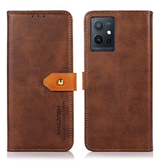 Coque Portefeuille Livre Cuir Etui Clapet N07P pour Vivo iQOO Z6 5G Marron