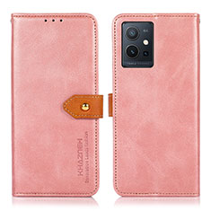 Coque Portefeuille Livre Cuir Etui Clapet N07P pour Vivo T1 5G India Rose