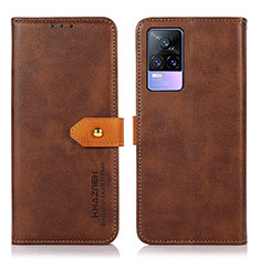 Coque Portefeuille Livre Cuir Etui Clapet N07P pour Vivo V21e 4G Marron