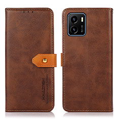 Coque Portefeuille Livre Cuir Etui Clapet N07P pour Vivo Y10 Marron