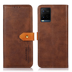 Coque Portefeuille Livre Cuir Etui Clapet N07P pour Vivo Y21 Marron