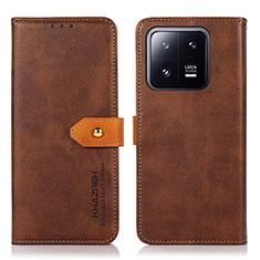 Coque Portefeuille Livre Cuir Etui Clapet N07P pour Xiaomi Mi 13 5G Marron