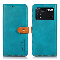 Coque Portefeuille Livre Cuir Etui Clapet N07P pour Xiaomi Poco M4 Pro 4G Cyan