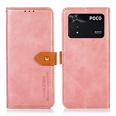 Coque Portefeuille Livre Cuir Etui Clapet N07P pour Xiaomi Poco M4 Pro 4G Rose