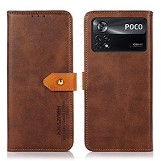 Coque Portefeuille Livre Cuir Etui Clapet N07P pour Xiaomi Poco X4 Pro 5G Marron