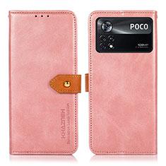 Coque Portefeuille Livre Cuir Etui Clapet N07P pour Xiaomi Poco X4 Pro 5G Rose
