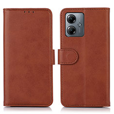 Coque Portefeuille Livre Cuir Etui Clapet N08P pour Motorola Moto G14 Marron