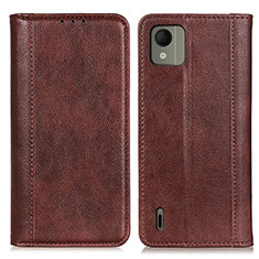 Coque Portefeuille Livre Cuir Etui Clapet N08P pour Nokia C110 Marron