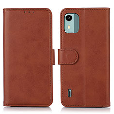 Coque Portefeuille Livre Cuir Etui Clapet N08P pour Nokia C12 Plus Marron