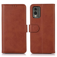 Coque Portefeuille Livre Cuir Etui Clapet N08P pour Nokia C210 Marron