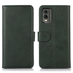 Coque Portefeuille Livre Cuir Etui Clapet N08P pour Nokia C210 Vert