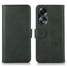 Coque Portefeuille Livre Cuir Etui Clapet N08P pour Oppo A58 4G Vert