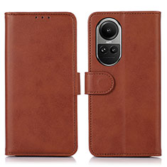 Coque Portefeuille Livre Cuir Etui Clapet N08P pour Oppo Reno10 5G Marron