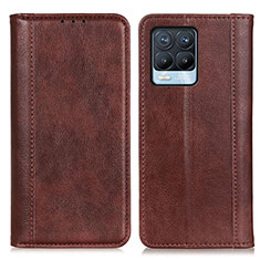 Coque Portefeuille Livre Cuir Etui Clapet N08P pour Realme 8 Pro Marron